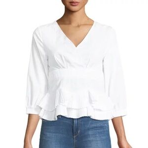 Wrap Front Button Back Peplum Blouse